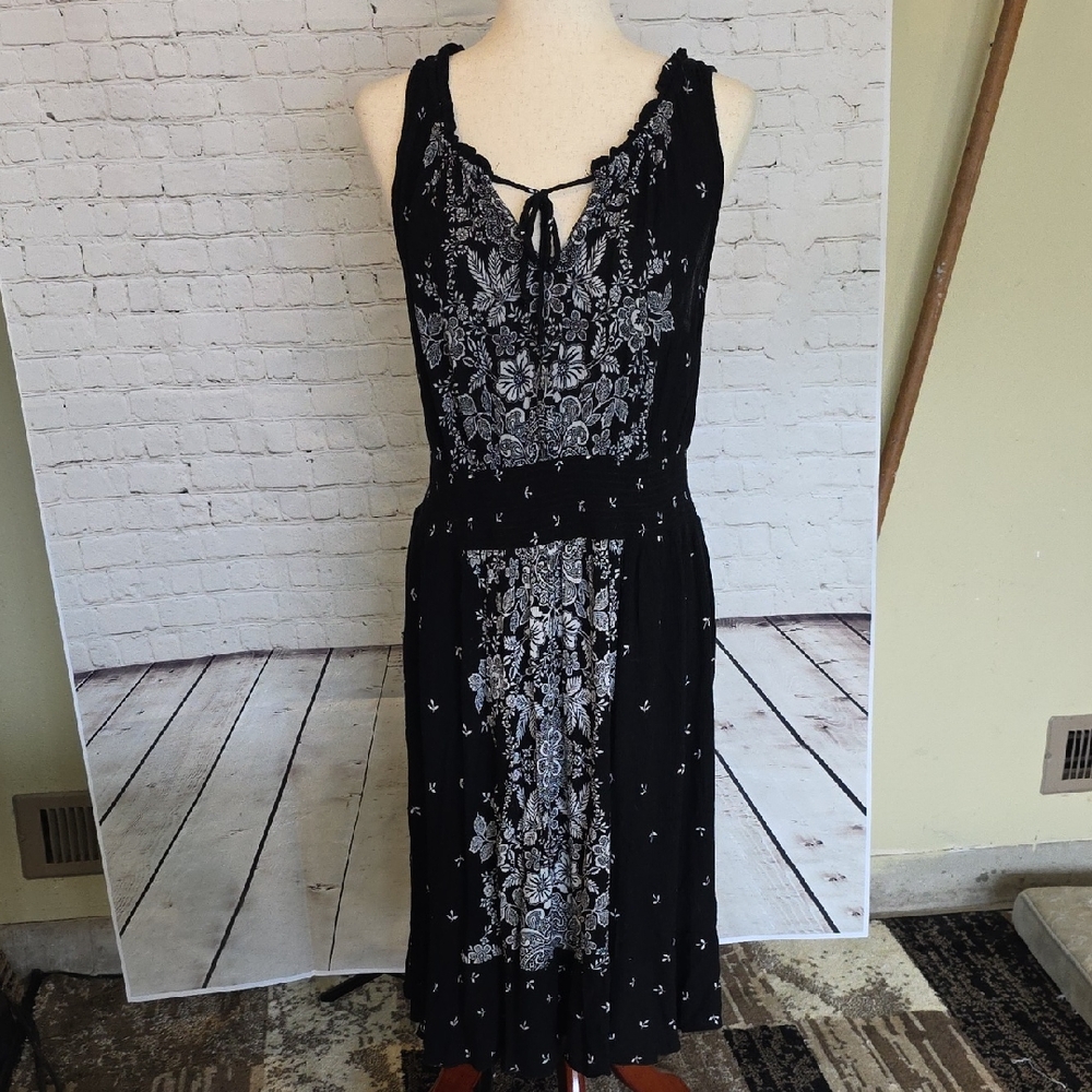 Bila Smocked Waist Bohemian‎ Floral Midi Dress - Size XL